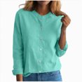 thumbnail image 1 of Cdudpw Womens Tops Short Sleeve Shirts Buttons V Neck Fall Fashion Outfits Plus Size Blouses Dressy Casual(Mint Green,L), 1 of 7