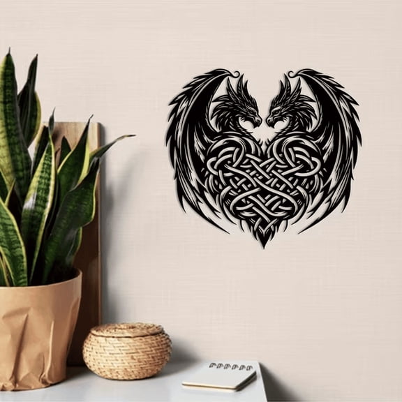 Ce.lt.ic Dragon Heart Metal Wall Art, Geometric Iron Indoor Wall Decor