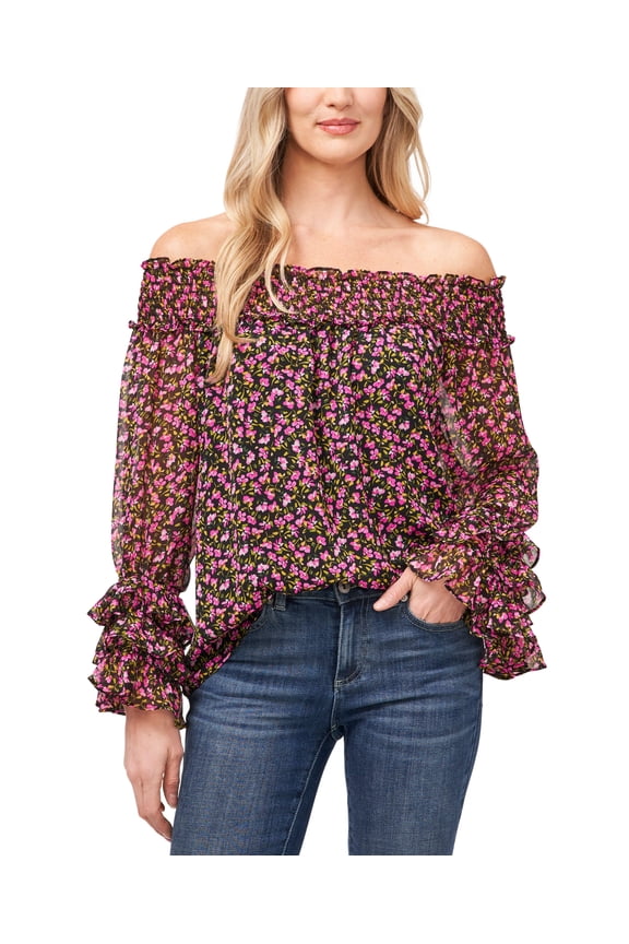 Petite Off-The-Shoulder Printed Blouse Bella Ditsy PS