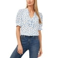 thumbnail image 1 of CeCe Petite Printed Puff-Sleeve Blouse New Ivory PL, 1 of 1