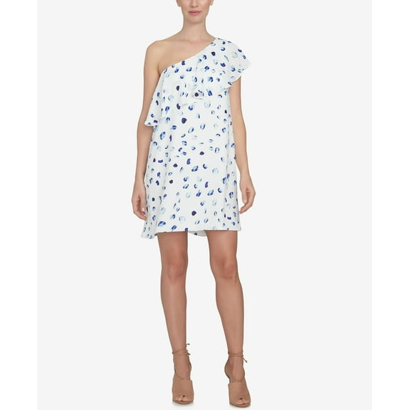CeCe Women's Floating Petals Ruffled One Shoulder Dress New Ivory Dress