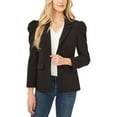 thumbnail image 1 of CeCe Women's Puff Shoulder Open Front Ponte Blazer Black Size X-Large, 1 of 2