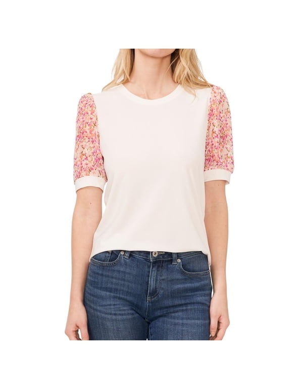 Womens Contrast Sleeve Peasant Blouse, Multicoloured, Large