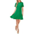 thumbnail image 1 of Women's Short Sleeve A-Line Ruffled Neck Dress Lush Green 4, 1 of 1