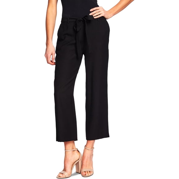 CeCe Womens Cropped Bohemian Wide Leg Pants Black 4