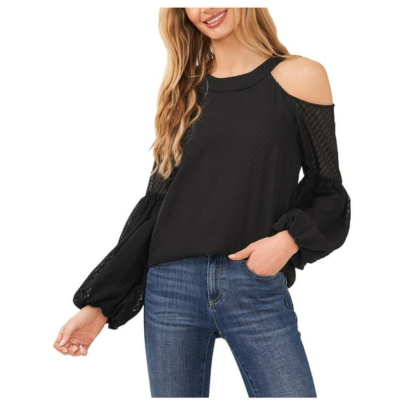 CeCe Womens Dot Texture Keyhole Blouse