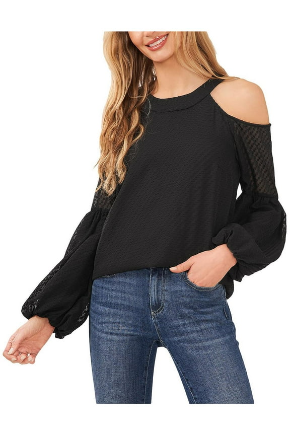 Womens Dot Texture Keyhole Blouse