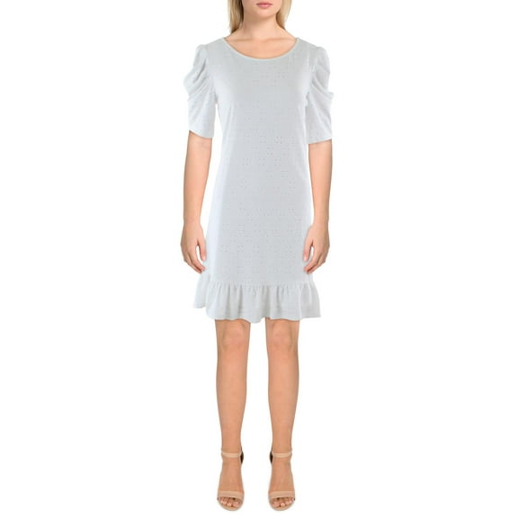 CeCe Womens Eyelet Short Mini Dress