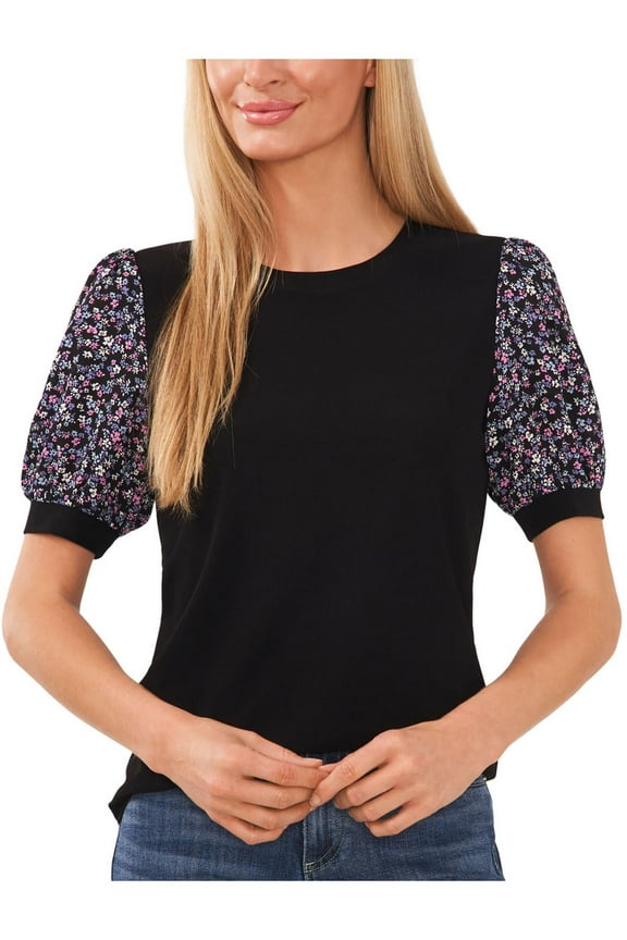Womens Floral Crewneck Blouse