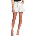 thumbnail image 1 of Womens Tiered Ruffle Belted Shorts Soft Ecru 4, 1 of 2