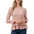 thumbnail image 1 of CeCe Womens Knit Ruffled Crewneck Sweater, 1 of 3
