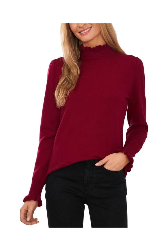 Womens Mock Turtleneck Scalloped Mock Turtleneck Sweater