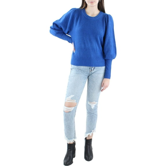 CeCe Womens Ribbed Puff Sleeve Pullover Sweater