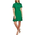 thumbnail image 1 of Women's Short Sleeve A-Line Bow Tie Neck Dress Lush Green 10, 1 of 2