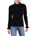 thumbnail image 1 of CeCe Womens Ruffled Ribbed Trim Mock Turtleneck Sweater, 1 of 3