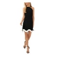 thumbnail image 1 of Women's Sleeveless Halter-Neck Wave-Hem Dress Rich Black S, 1 of 2