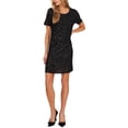 thumbnail image 1 of Women's Short Sleeve Scoop Neck Sequin Dress Rich Black M, 1 of 3