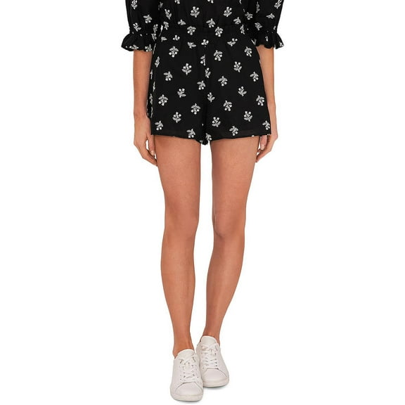 Cece Womens Embroidered Smocked Shorts Rich Black XL