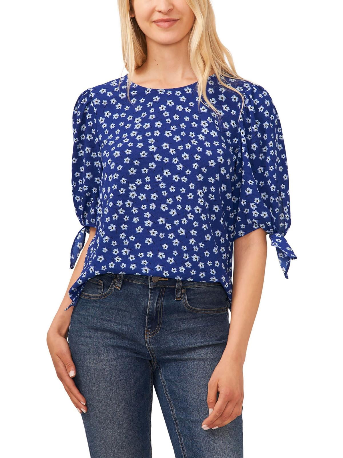 Floral Print Long Sleeve Blouse with Tie Neck Detail