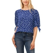 CeCe Womens Tie Sleeve Floral Print Blouse