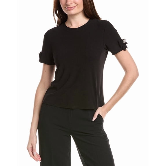CeCe womens Bow Sleeve Top, s, Black