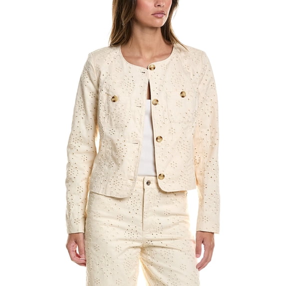 CeCe womens Broderie Jacket, 8, White