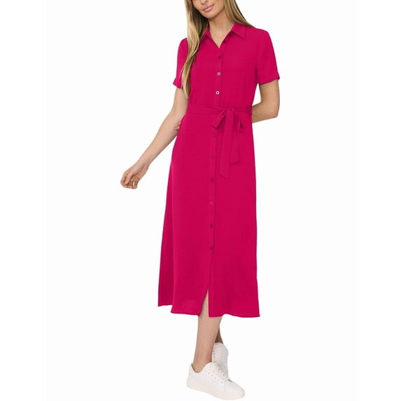 CeCe womens Button Down Midi Shirt Dress, XL, Pink
