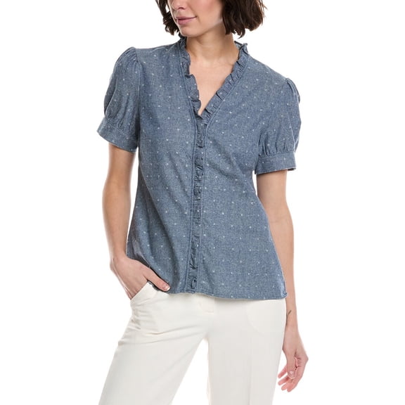 CeCe womens  Buttoned Top, XL, Blue