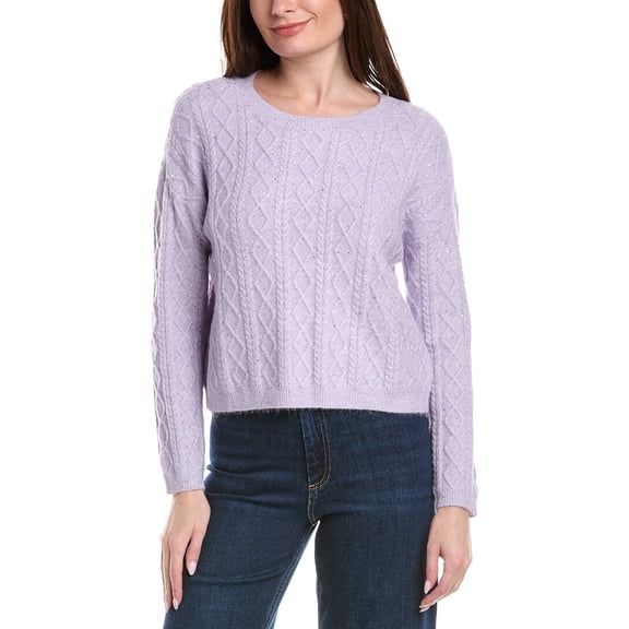 CeCe womens  Cable Stitch Sweater, XL, Purple