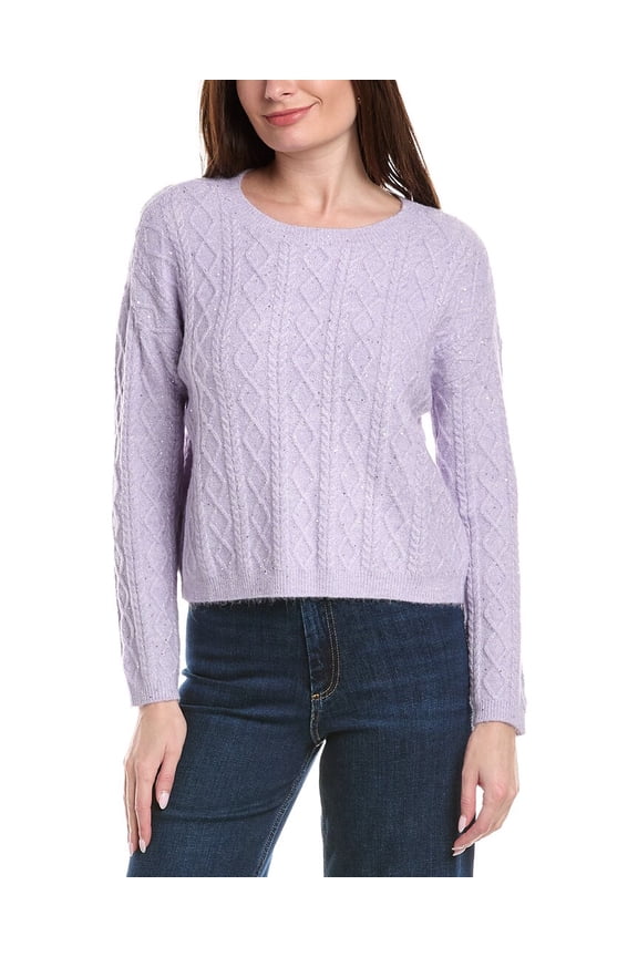 womens Cable Stitch Sweater, xs, Purple
