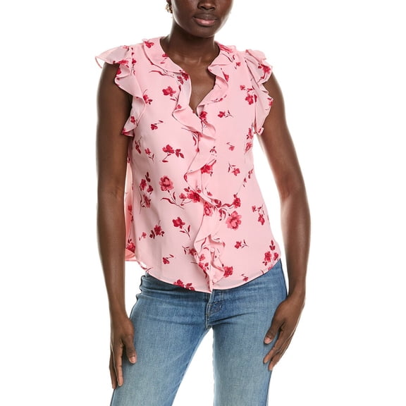 CeCe womens Cascading Ruffle Detailed Top, s, Red