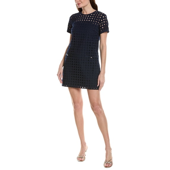 CeCe womens Circle Eyelet Shift Dress, l, Navy