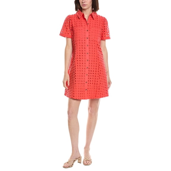 CeCe womens Collared Shirtdress, 4, Red
