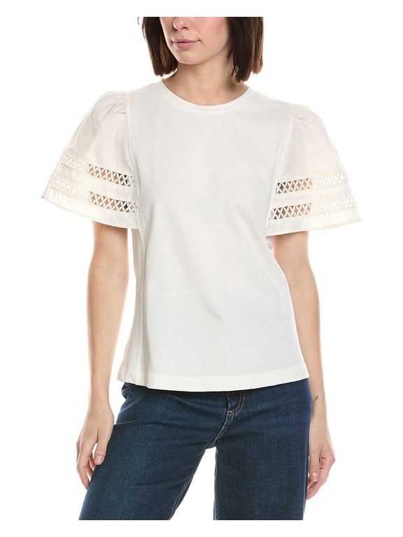 womens Combo T-Shirt, xs, Ivory