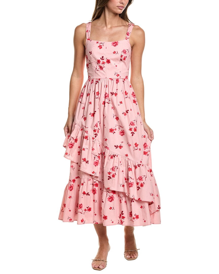 cece asymmetrical dress Cece Asymmetrical Ruffle Hem Midi Dress Women's Dress Coral Bloom