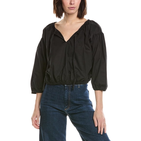 CeCe womens Dropped Shoulder Bubble Blouse, xs, Black