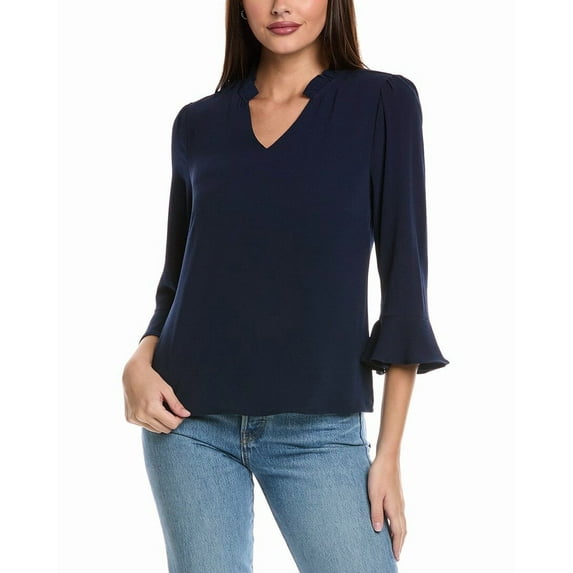 CeCe womens Elbow Ruffle Sleeve Top, m, Blue