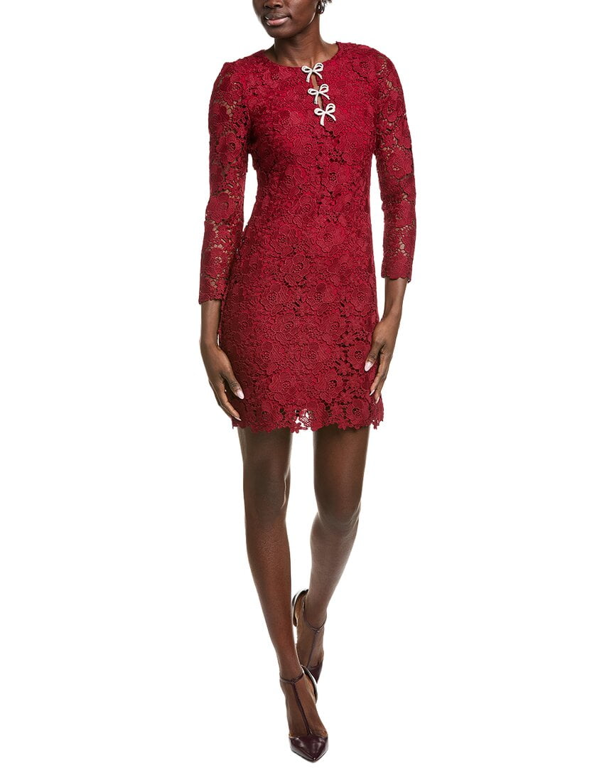 CeCe Bow Trim Floral Lace Dress - Mulberry Red - 6 CeCe Bow Trim Floral Lace Dress - Mulberry Red - 6