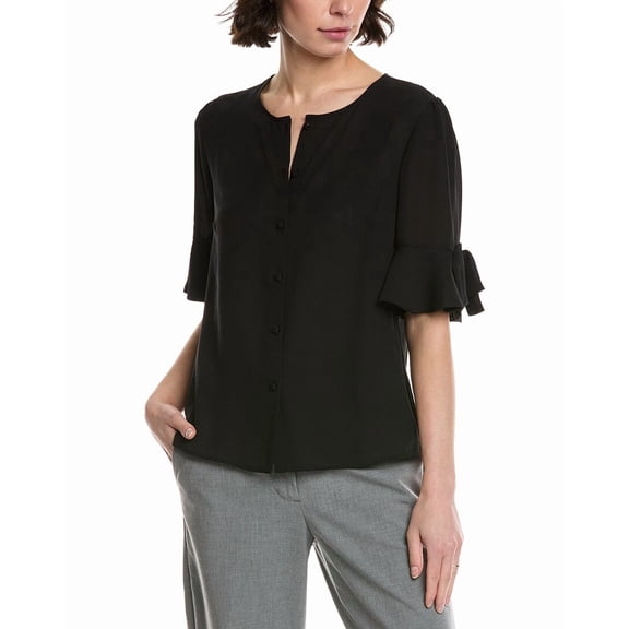 CeCe womens Flounce Bow Sleeve Top, XL, Black
