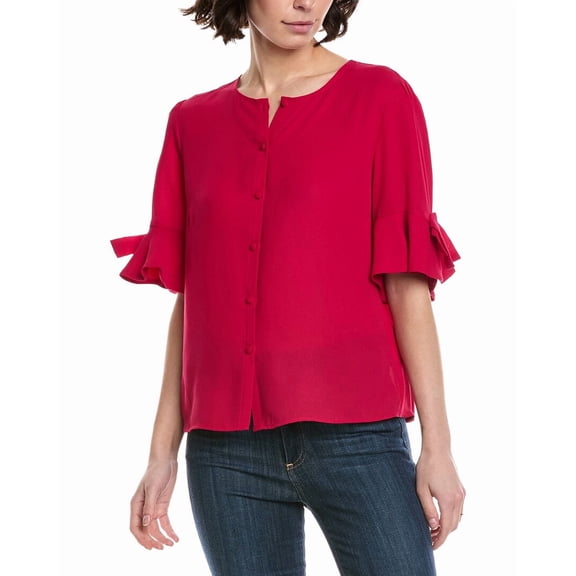 CeCe womens Flounce Bow Sleeve Top, xs, Pink