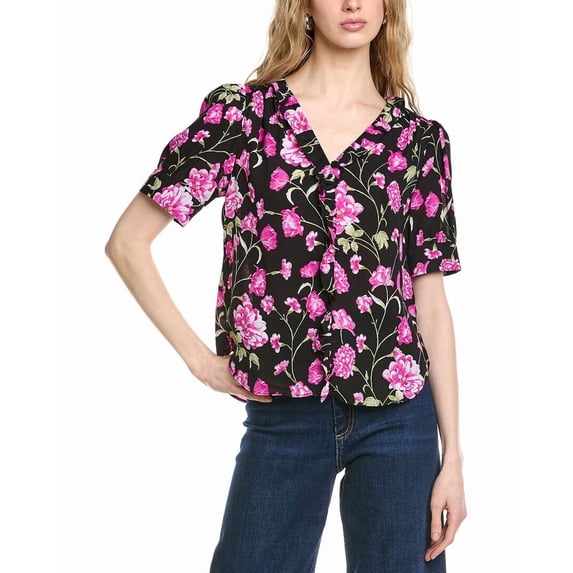 CeCe womens Flounce Elbow Bow Sleeve Shirt, s, Black
