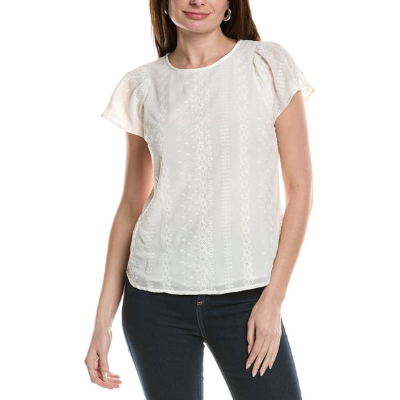 CeCe womens Flutter Blouse, m, White