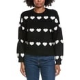 thumbnail image 1 of CeCe womens  Heart Jacquard Crew Sweater, xs, Black, 1 of 3