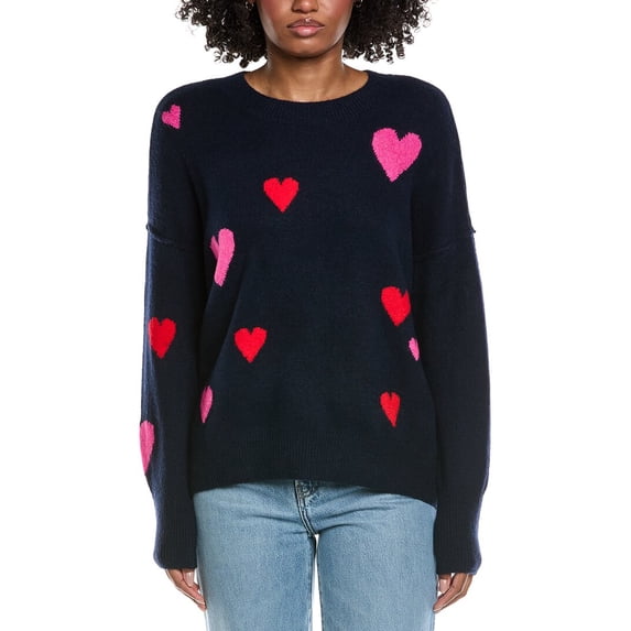 CeCe womens Heart Pattern Sweater, m, Navy