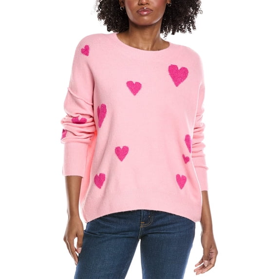 CeCe womens Heart Pattern Sweater, s, Pink