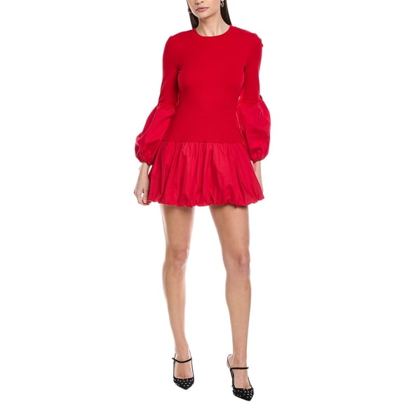 CeCe womens Mix Media Balloon Rib Knit Dress, xs, Red