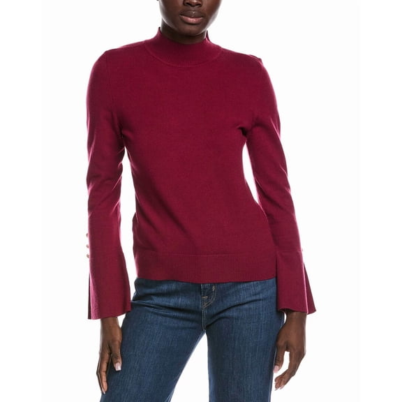 CeCe womens  Pearl Split Cuff Sweater, xs, Red