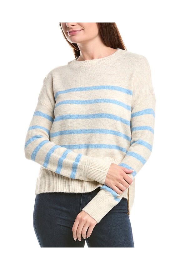 womens Placement Stripe Pullover Sweater, XL, Brown