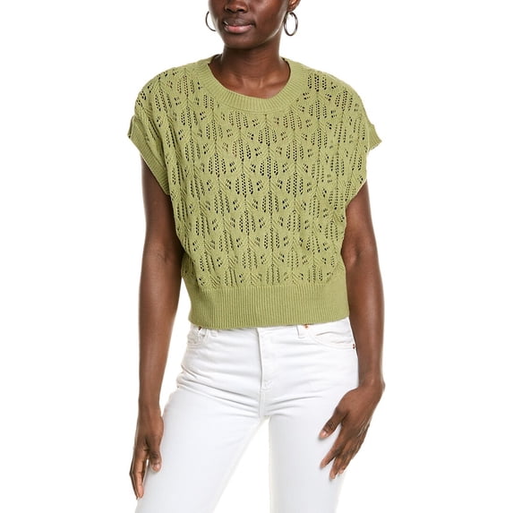 CeCe womens Pointelle Sweater, XL, Green