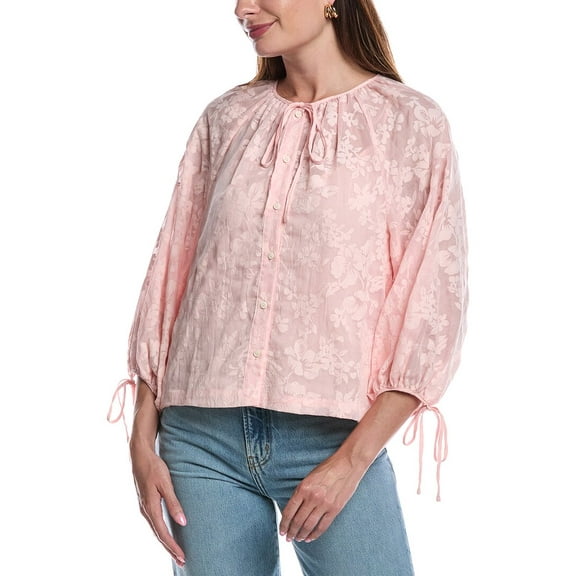 CeCe womens  Puff Sleeve Blouse, xs, Pink